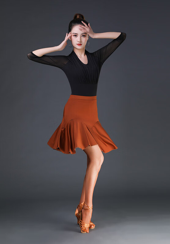 枫岚情拉丁舞比赛服拉丁舞裙新款练功服装女成年人半身裙鱼尾裙下装