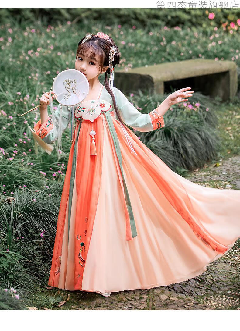 迪士尼disney同款汉服女童夏装中国风薄款襦裙古装连衣裙超仙小女孩