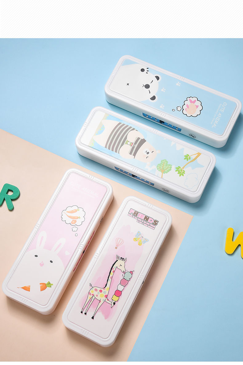 精选品质密码文具盒两层大容量卡通可爱铅笔盒多功能男女中小学生文具