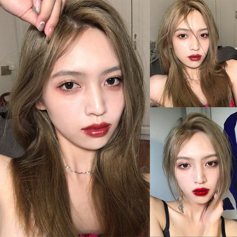 自己在家染头发流行颜色亚麻冷棕色染发膏女 茶棕灰色头发是7度黄发选