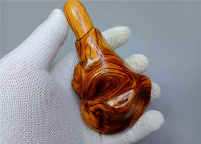 一北太行崖柏手把件瘤花把件陈化虎皮纹随形手把件毛料练手小料藕色a