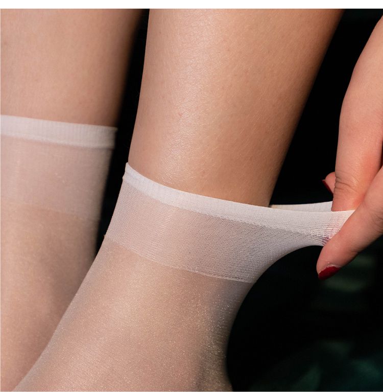 马油袜油光油亮丝袜足欧式油亮丝滑光滑包芯丝脚尖透明短丝袜白色袜子