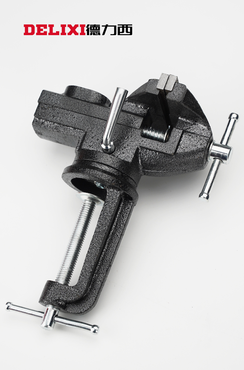 万向多功能台虎钳德力西台钳小型多功能家用万向迷你小台虎桌钳工作