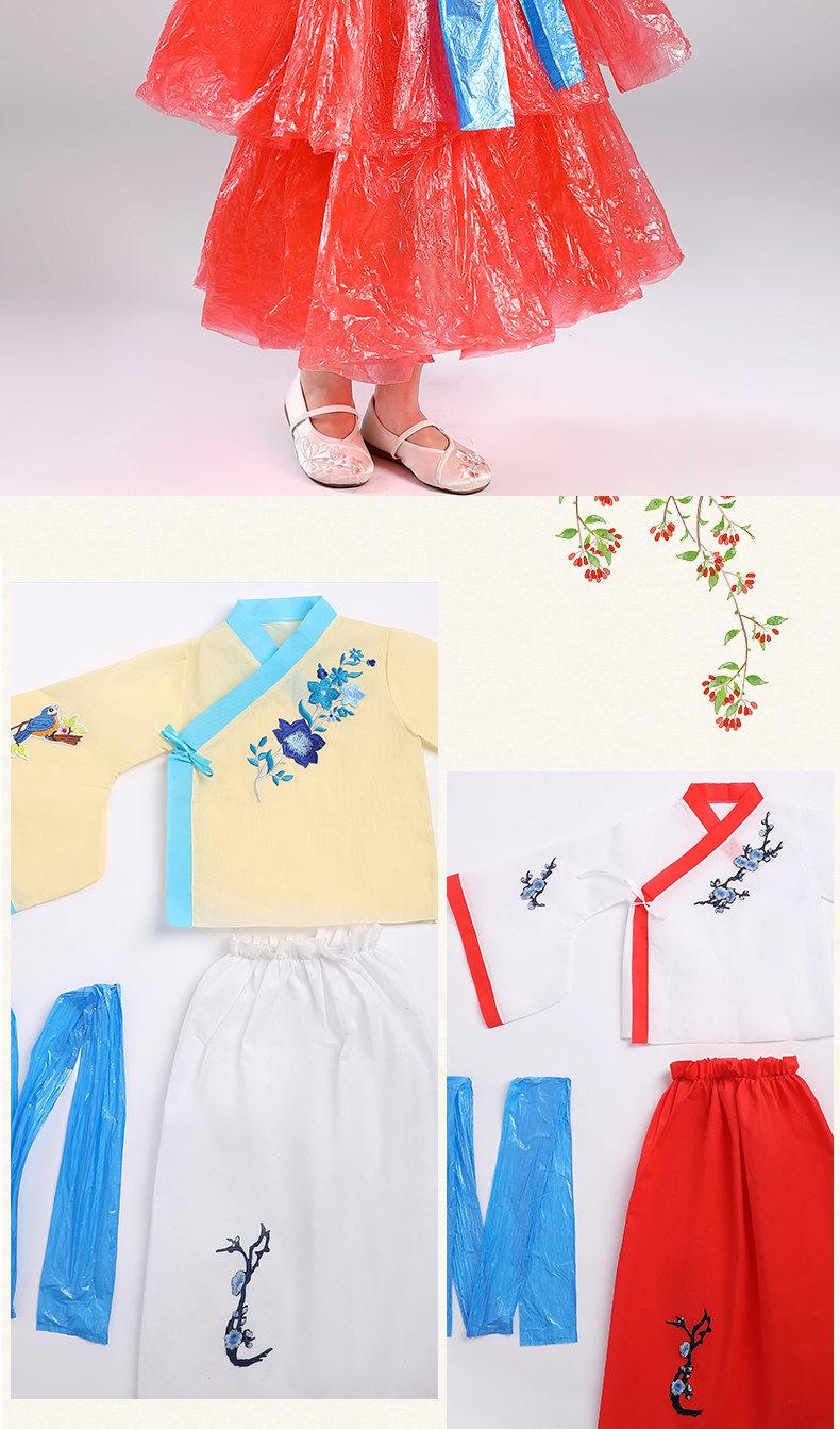 环保服装儿童时装秀国学古装汉服女衣服diy幼儿园六一儿童演出服 女童