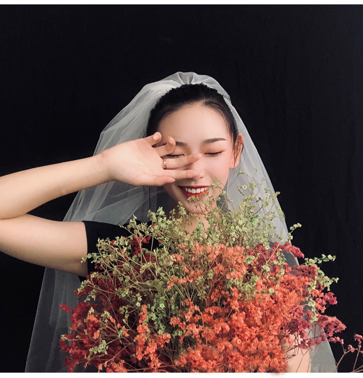 发光头纱头纱新娘头饰仙系网红拍照道具主婚纱发光领证登记轻女小饰品