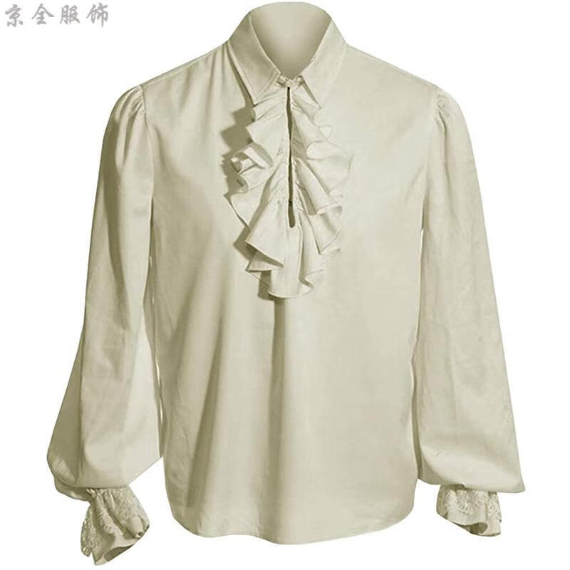欧洲中世纪复古衬衫绅士贵族宫廷服装文艺复兴荷叶边长袖衬衣万圣节