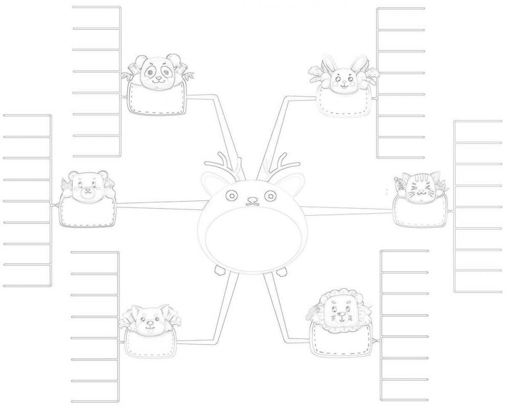 a4思维导图空白模板 儿童思维树练习册纸质语文数学英语 脑图训练左一