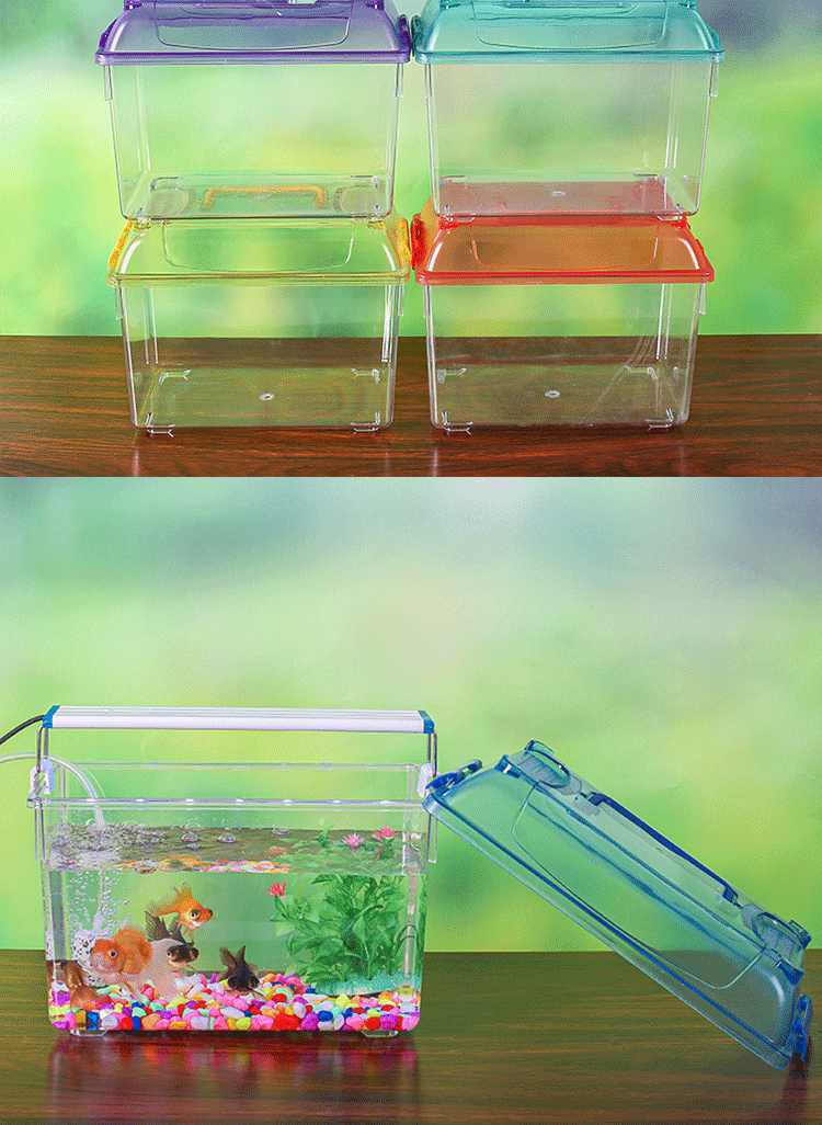 鱼缸小型亚克力手提式观赏鱼金鱼缸透明小号塑胶乌龟缸塑料鱼缸 中号