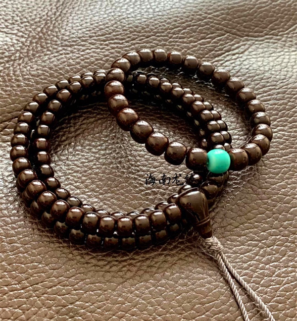 古珍 印尼新款原色椰蒂散珠佛珠108颗椰壳念珠直切老型桶男女手串项链