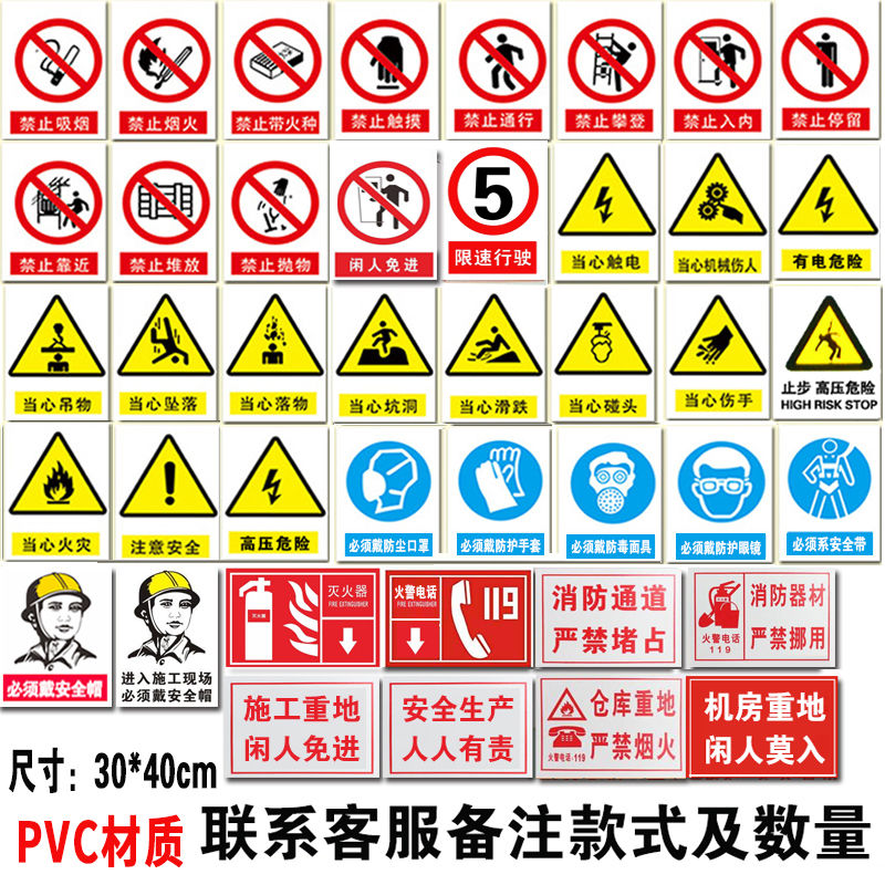 施工現場警示標識牌安全標誌牌建築工地指示牌工廠車間危險提示常用