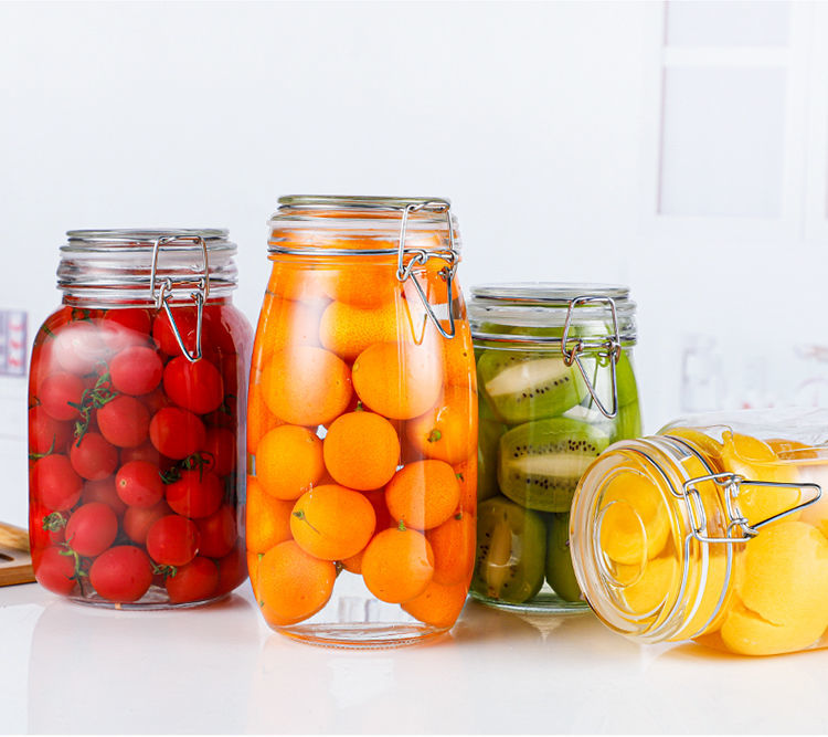 玻璃瓶密封罐子食品罐带盖透明罐头家用腌制柠檬百香果蜂蜜储物罐圆形