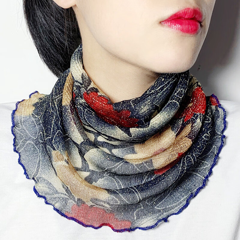 支持国货均欣新品沙巾春夏季套头护颈围脖广场舞纱巾薄款小丝巾颈圈