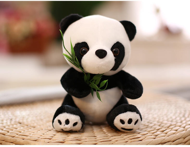 2021新年礼物 抱竹子国宝小熊猫公仔黑白抱抱熊毛绒玩具动物园仿真抱