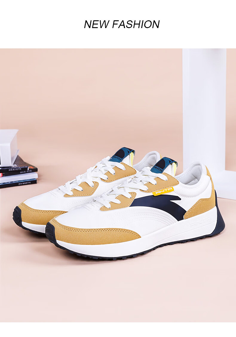 安踏男鞋阿甘鞋夏季新款皮面休闲鞋舒适时尚慢跑鞋112138850官方旗舰