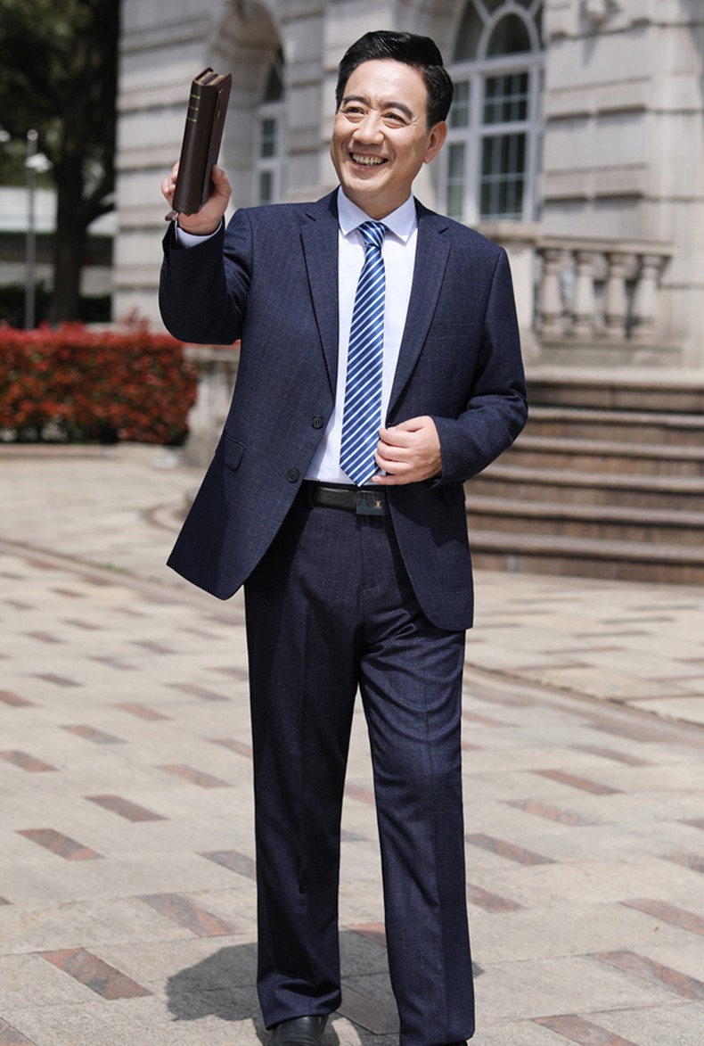 袋鼠爸爸西装套装中老年西服男士商务休闲中年父亲婚宴结婚礼服秋冬季