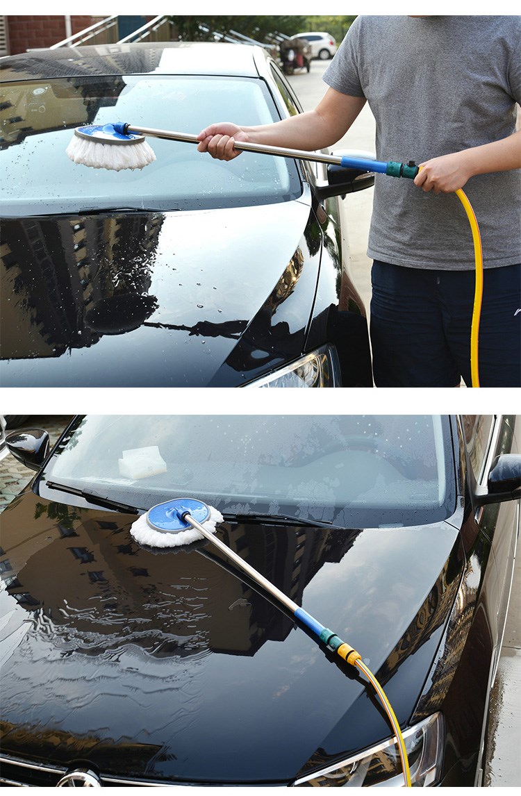 家用洗车刷子软毛不伤漆自动旋转毛刷拖把水枪无需高水压 通水洗车刷