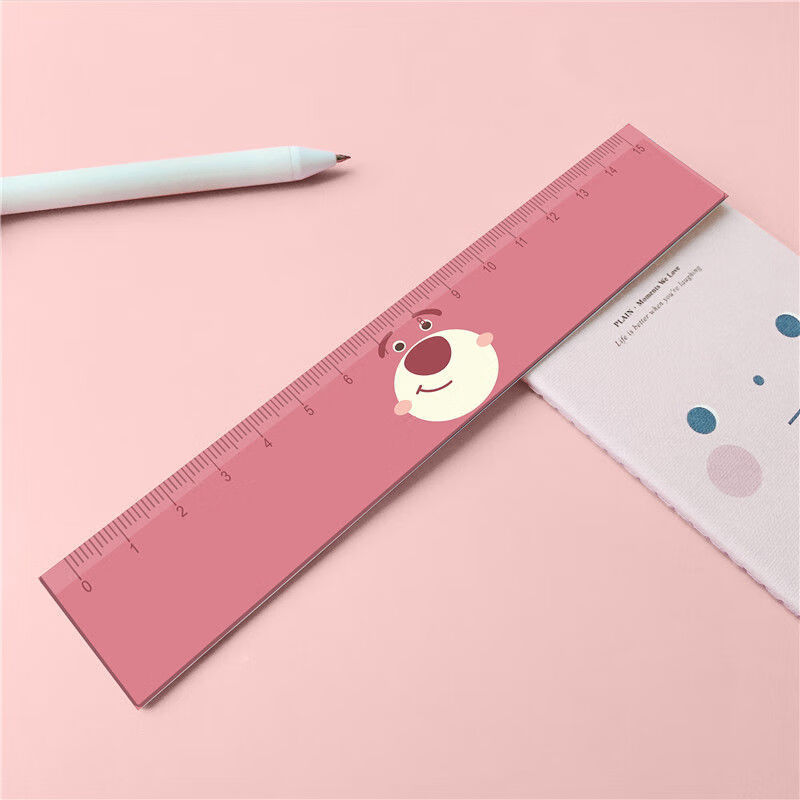 麒柠可爱草莓熊尺子文具学生直尺15cm手账标尺20cm绘图刻度卡通 草莓