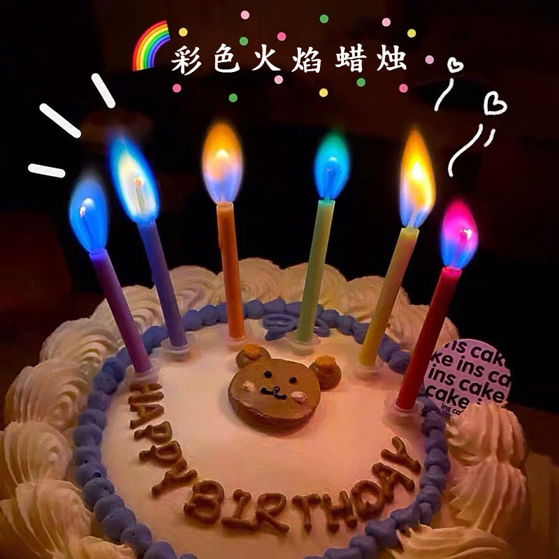 火焰蜡烛网红创意派对韩国ins拍照道具周岁烘焙蛋糕装饰hb生日蜡烛6支