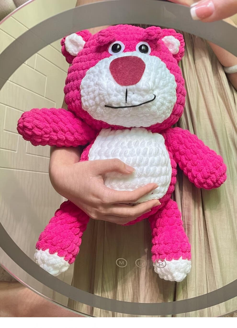 草莓熊玩偶手工diy材料包冰条线抱枕编织毛线女友礼物成品抖音同款