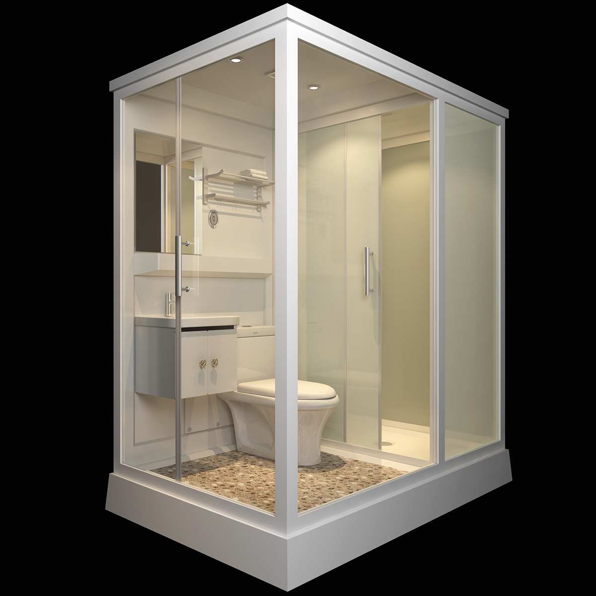 一体式淋浴房隔断整体卫生间家用干湿分离浴室房洗浴沐浴房洗澡间 1*