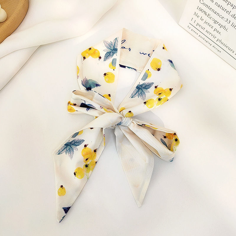 qiced新品长条丝巾女水果丝巾女童春夏薄款长条儿童百搭装饰围巾领巾