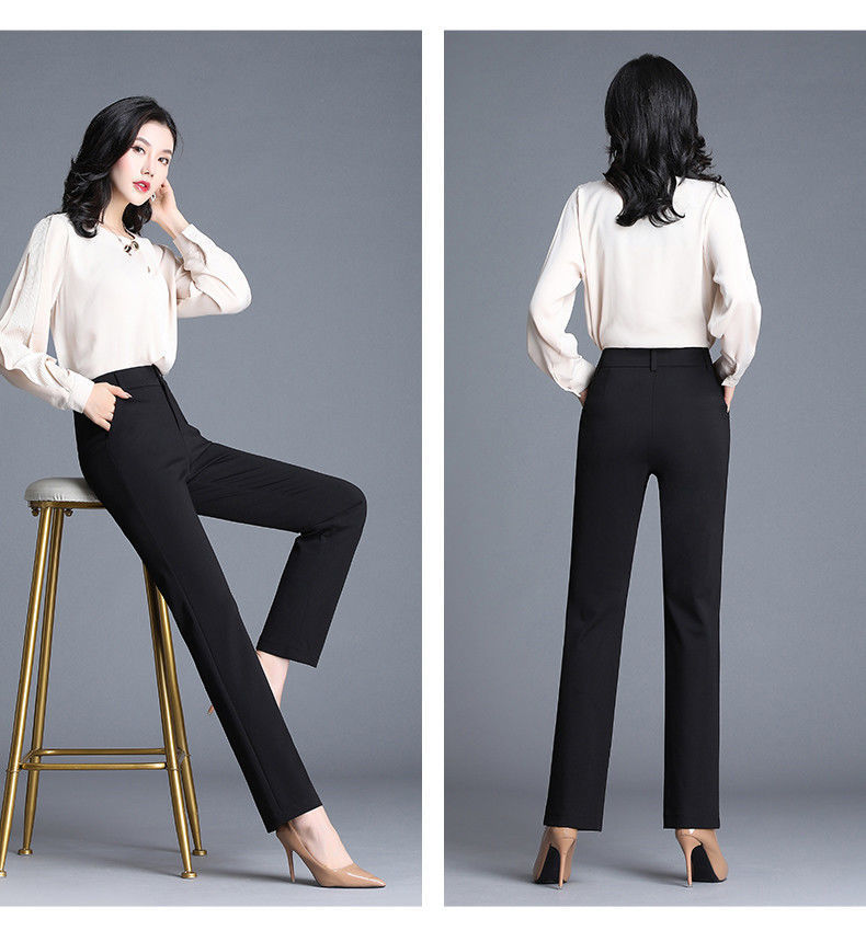 职业正装裤女高品质女裤职业直筒宽松工作上班西裤正装职业黑色中高腰