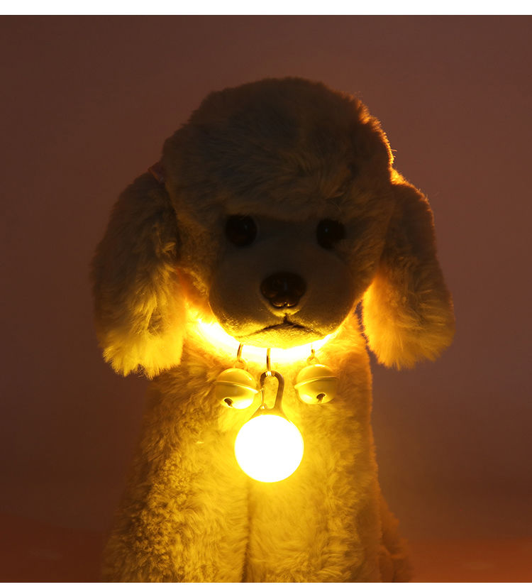 狗狗发光项圈荧光夜光颈圈大中小型犬狗圈usb可充电夜晚遛狗脖圏红色