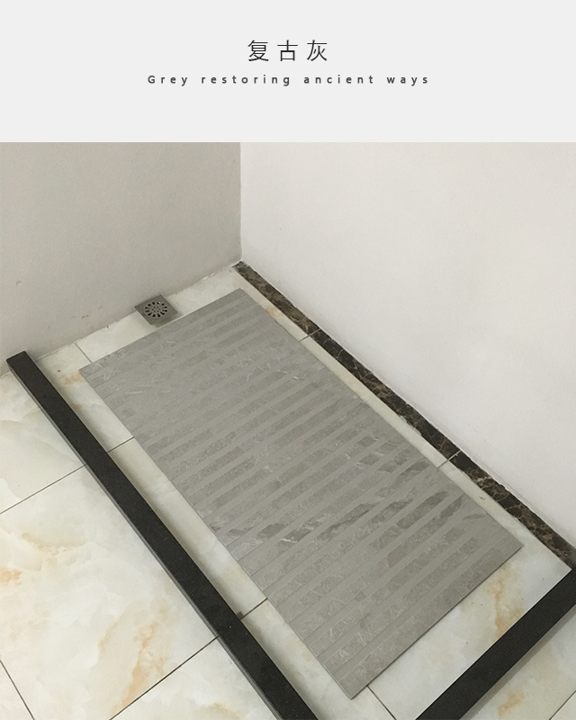 淋浴房地面大理石拉槽卫生间仿通体大理石6001200淋浴房浴室防滑地砖