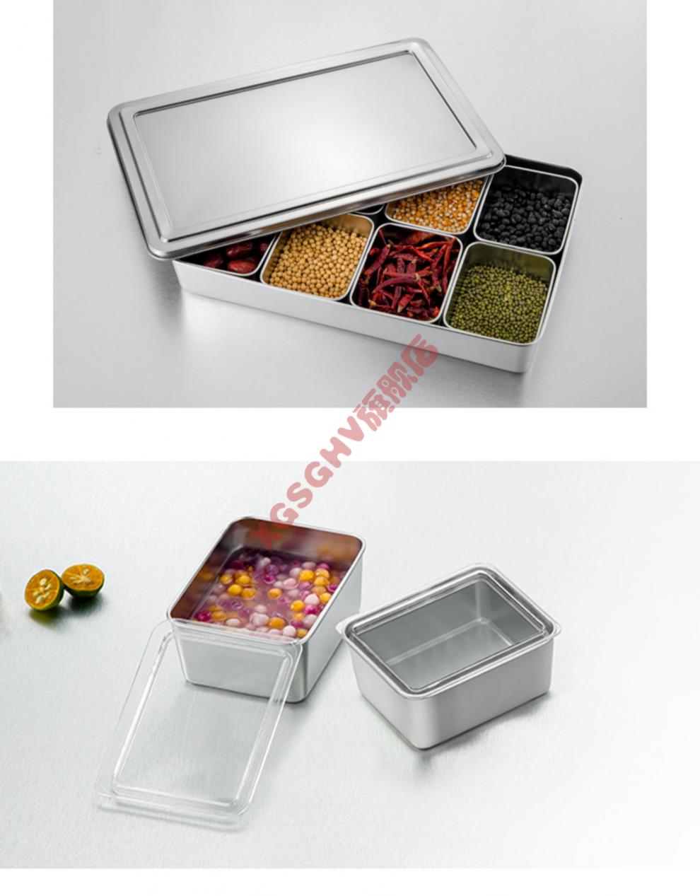 2021新款花椒大料收纳盒304不锈钢调料盒调味盒摆摊冰粉配料盒厨房