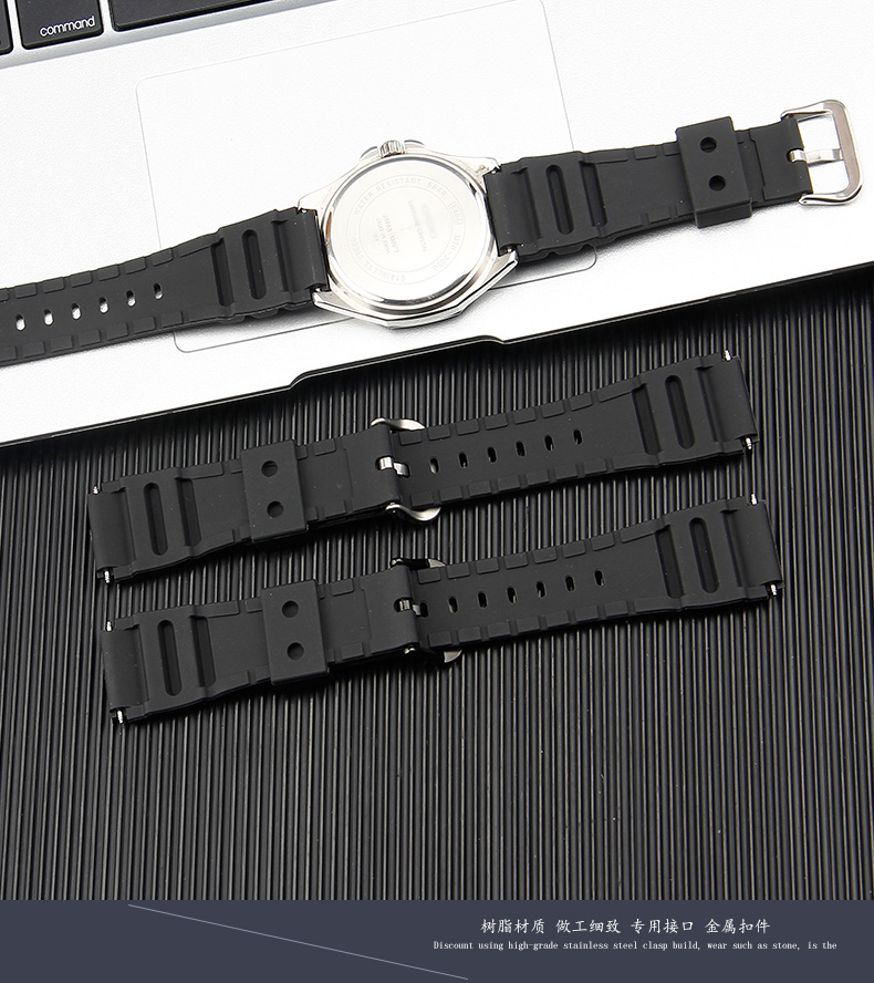 适配卡西欧原装表带mth-3050/mdv-106/mtp1374/1375/vd01剑鱼 黑色 银