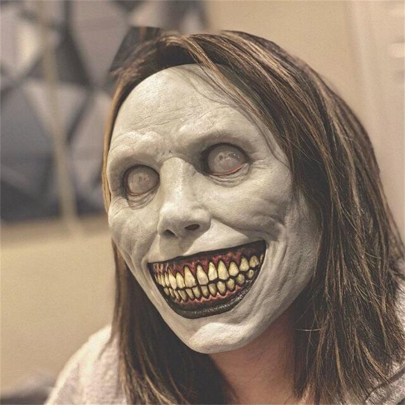 恐怖惊悚面具cos白脸微笑驱魔人小丑装扮道具北极象大眼小丑面具绿色