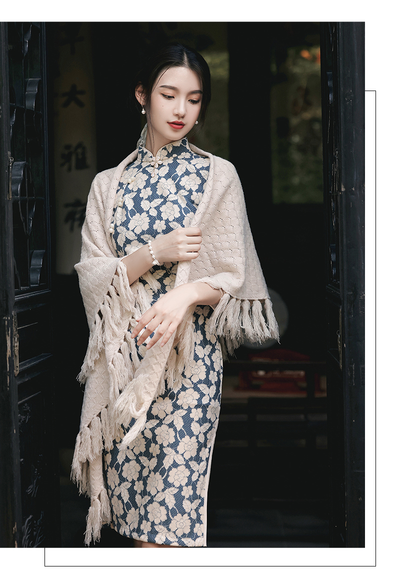 mlcriyg旗袍披肩外套2021年高端复古民国风斗篷外搭外套年轻款少女老