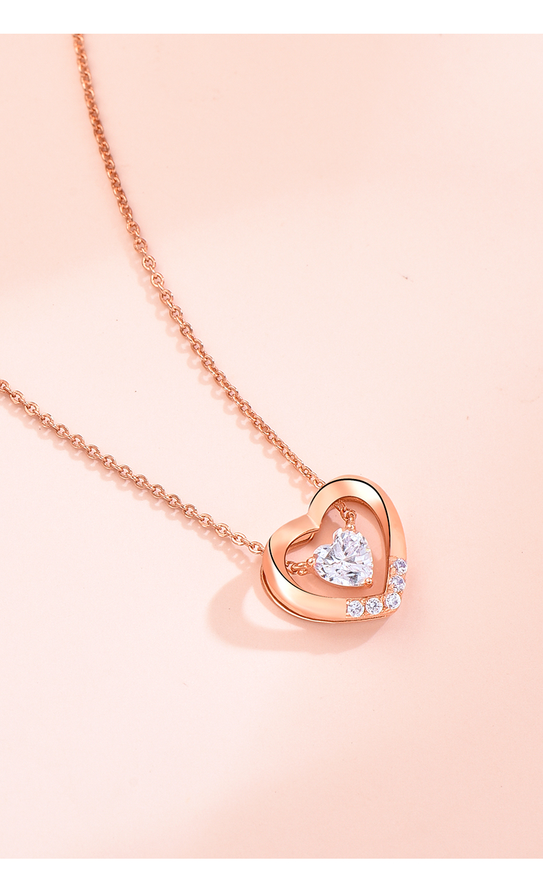 翡德丽轻奢珠宝彩金爱心项链女夏ins小众设计简约气质玫瑰金锁骨链202