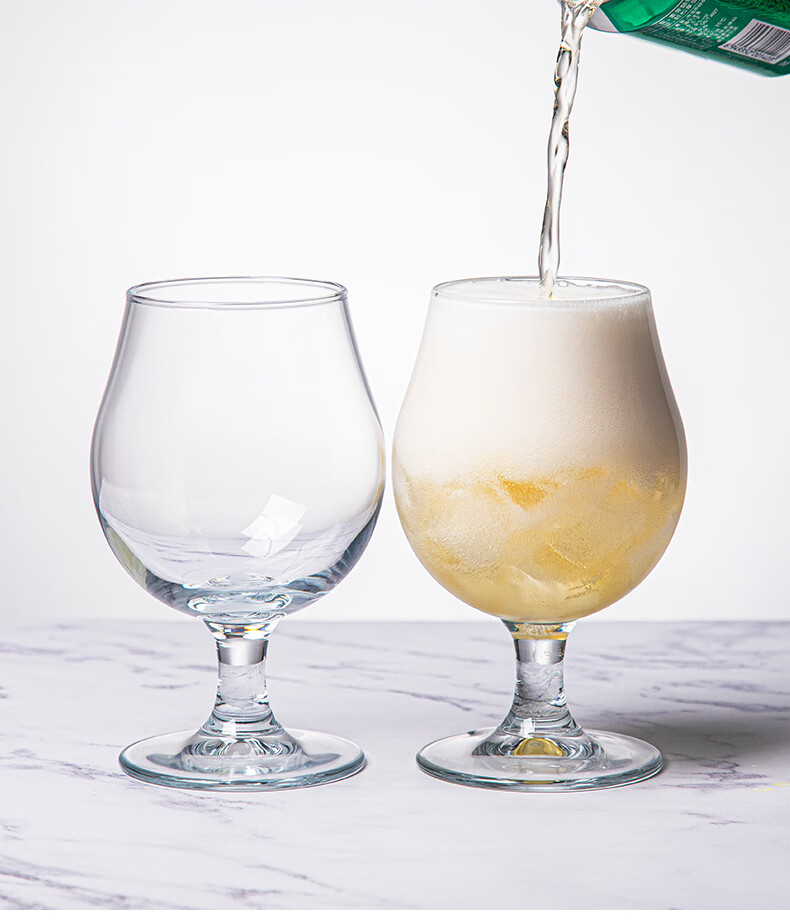 montrachet进口郁金香啤酒杯玻璃杯大肚精酿高脚杯光滑啤酒杯460ml