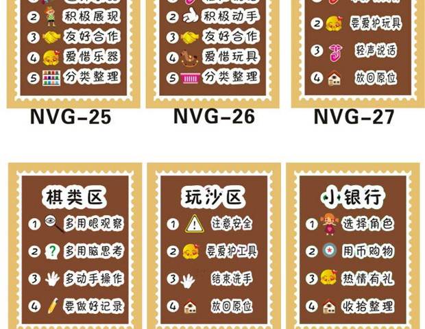 幼儿园儿童区域牌约定守则进区规则区角标识贴纸活动布置装饰墙贴nvg