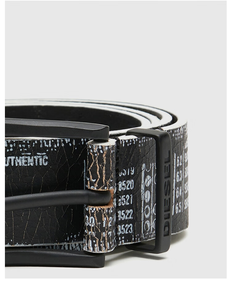 diesel迪赛男士潮流做旧印花针扣休闲皮带x06714pr080黑色t801395cm