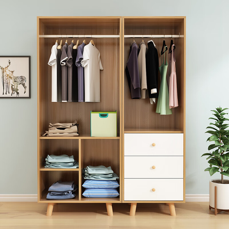 友家福 简易大衣柜现代简约家用卧室出租房用衣橱人造板质挂衣柜子