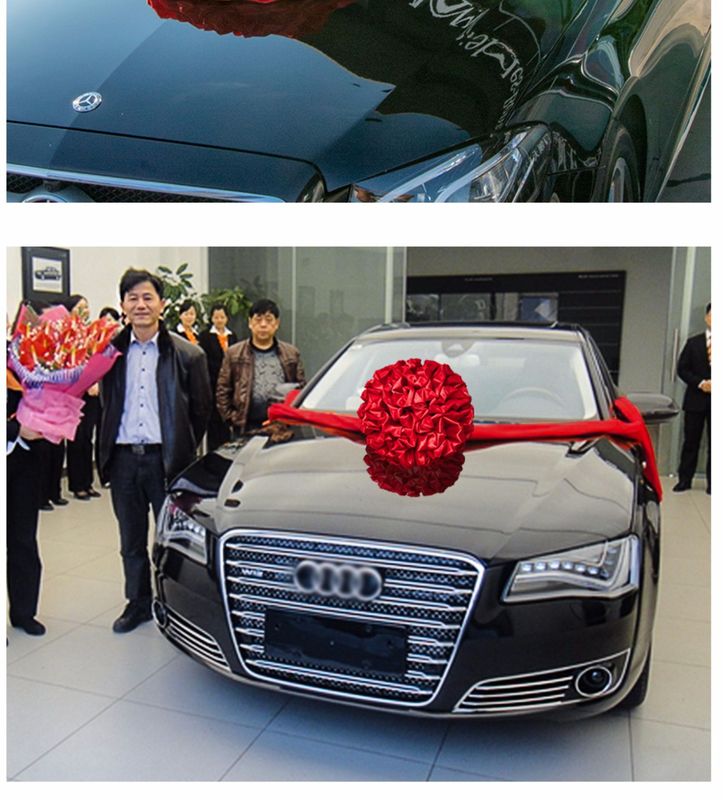 大红花球新兵入军颁奖石狮开业剪彩红绸缎套装花球喜庆典交车球汽车