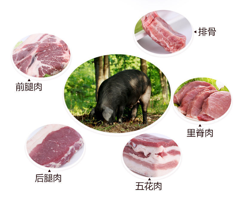 jd物流散养黑猪肉黑毛猪肉25斤装现杀土猪肉五花肉腿肉里脊肉团建送礼
