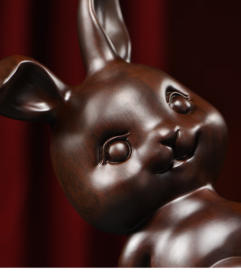 努拉派花梨木雕小兔子木头雕刻动物生肖女友生日礼物实木红木摆件新店