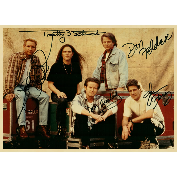 老鹰乐队音乐海报 牛皮纸复古装饰画 摇滚怀旧贴画 人物无框画 米白色