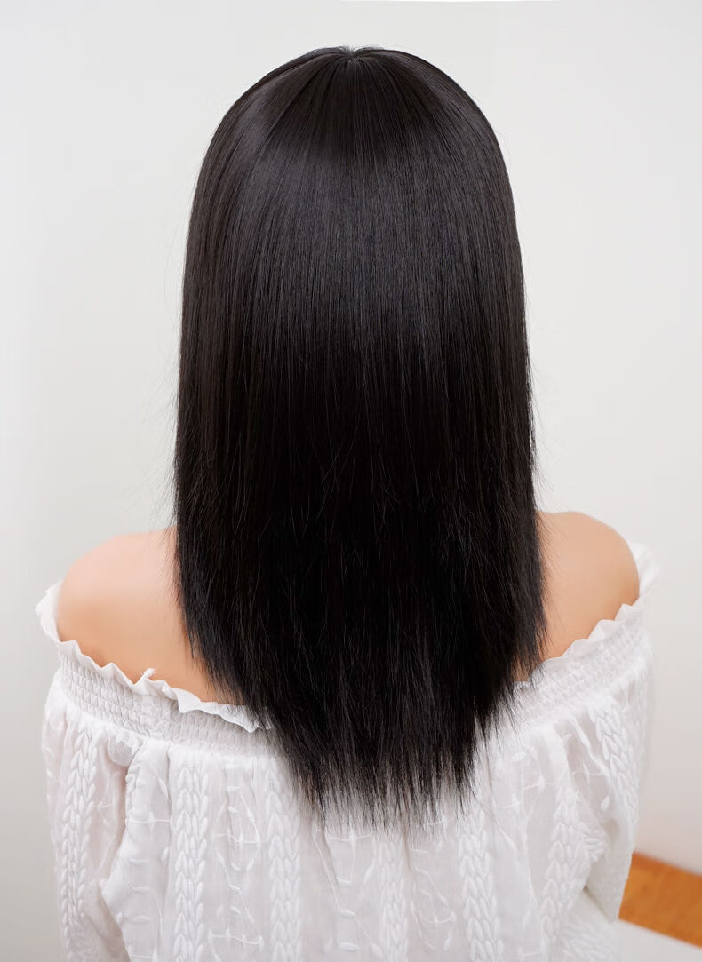 假发女长发假发套女全头逼真中长发全头套真发遮白发时尚长直发哑光