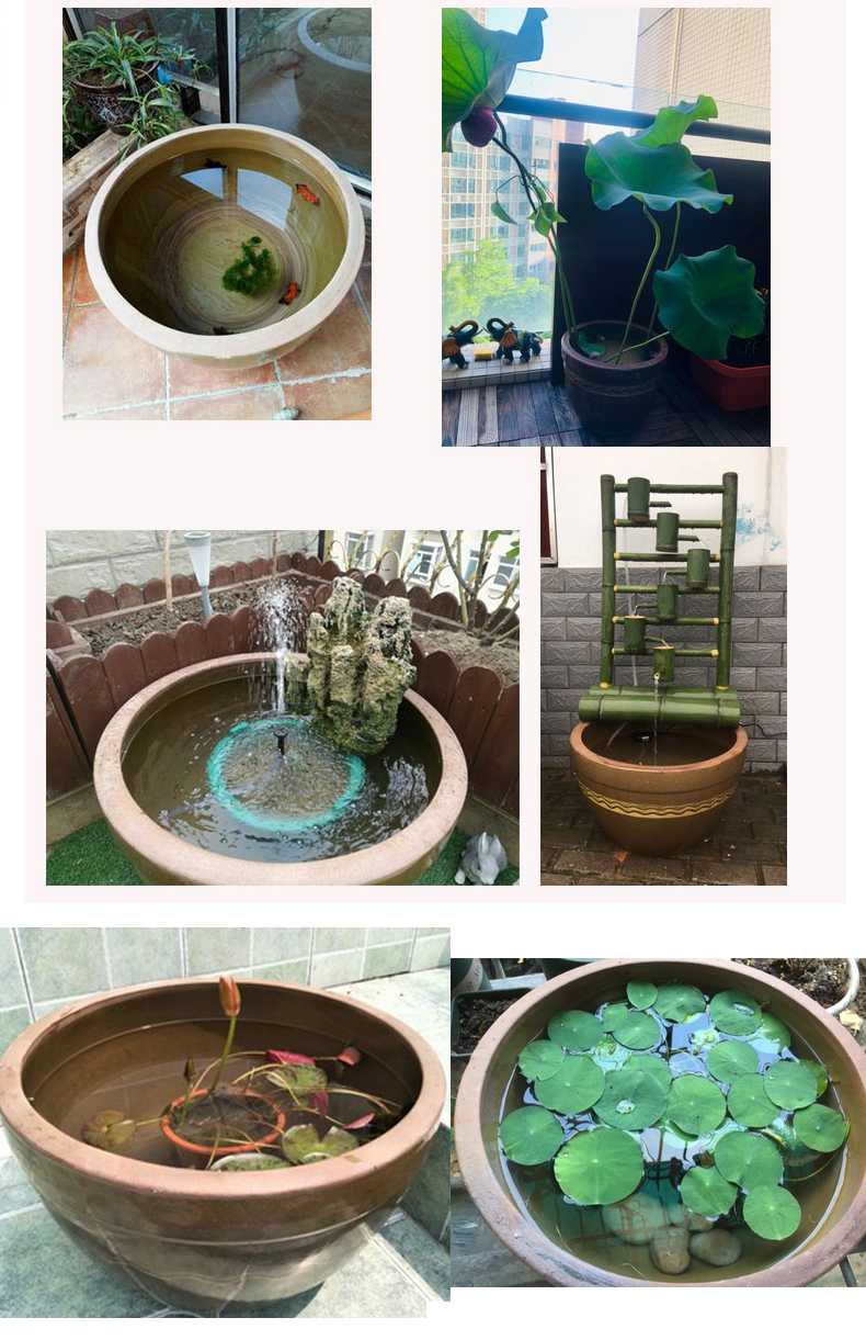 水缸陶瓷老式家用储水用荷花缸粗陶土缸庭院古法阳台养鱼中式加厚装水