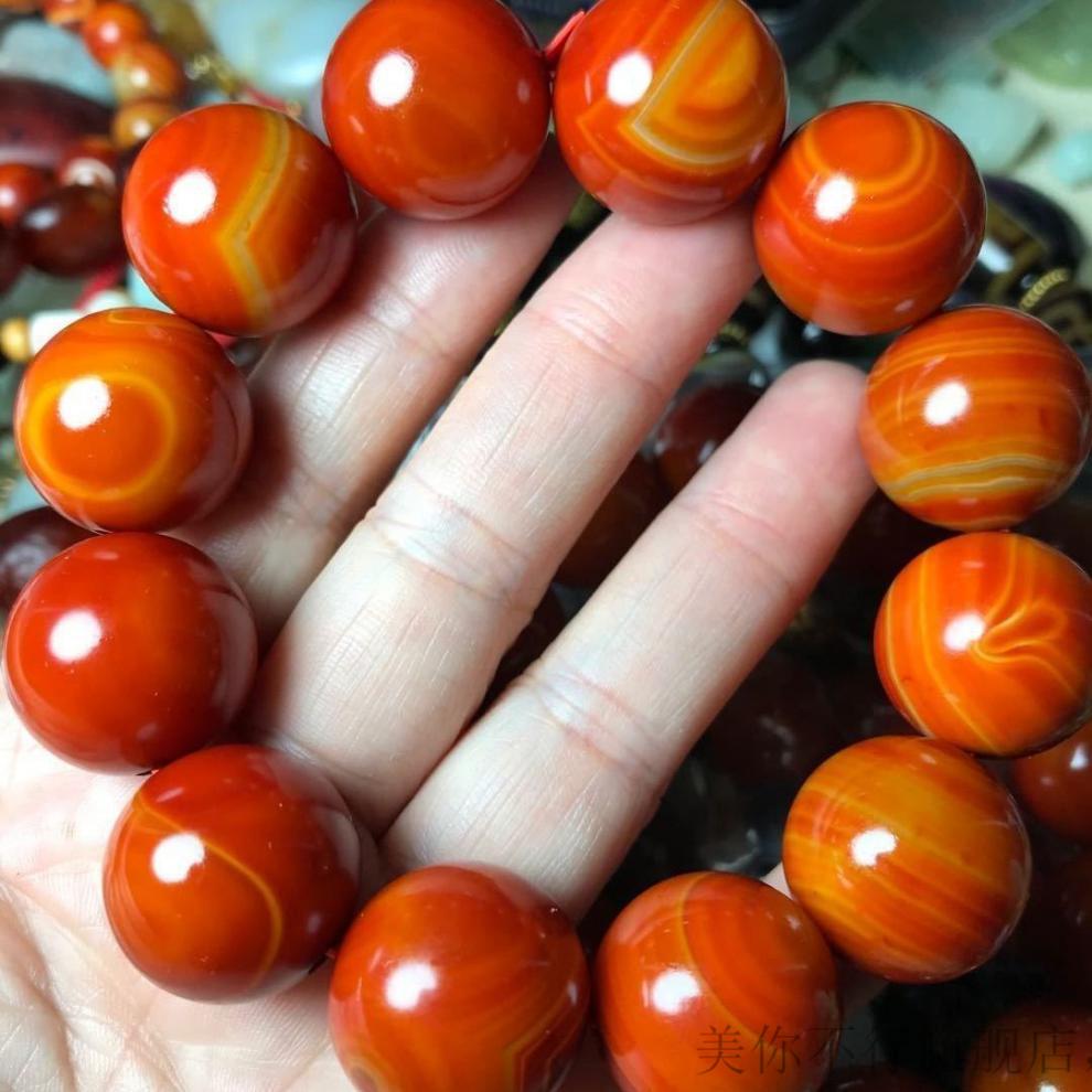 天然战国红玛瑙同料圆珠手串男士大气玛瑙手链送礼 直径18【图片 价格