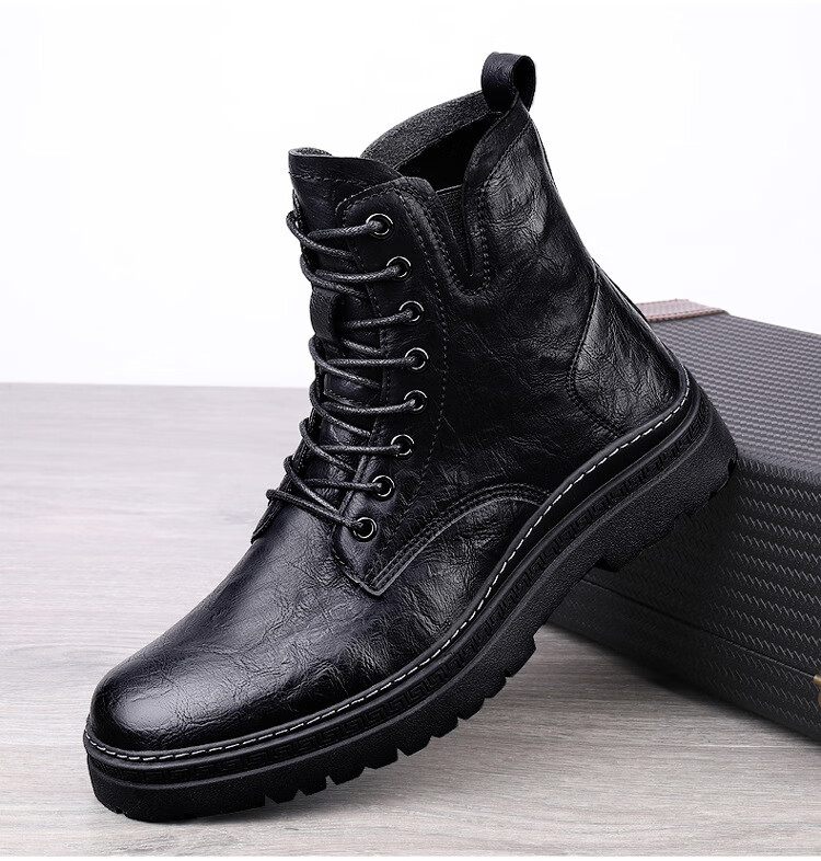 rindu冬季男士马丁靴男款鞋子潮流高帮皮鞋女靴子保暖棉鞋雪地靴情侣