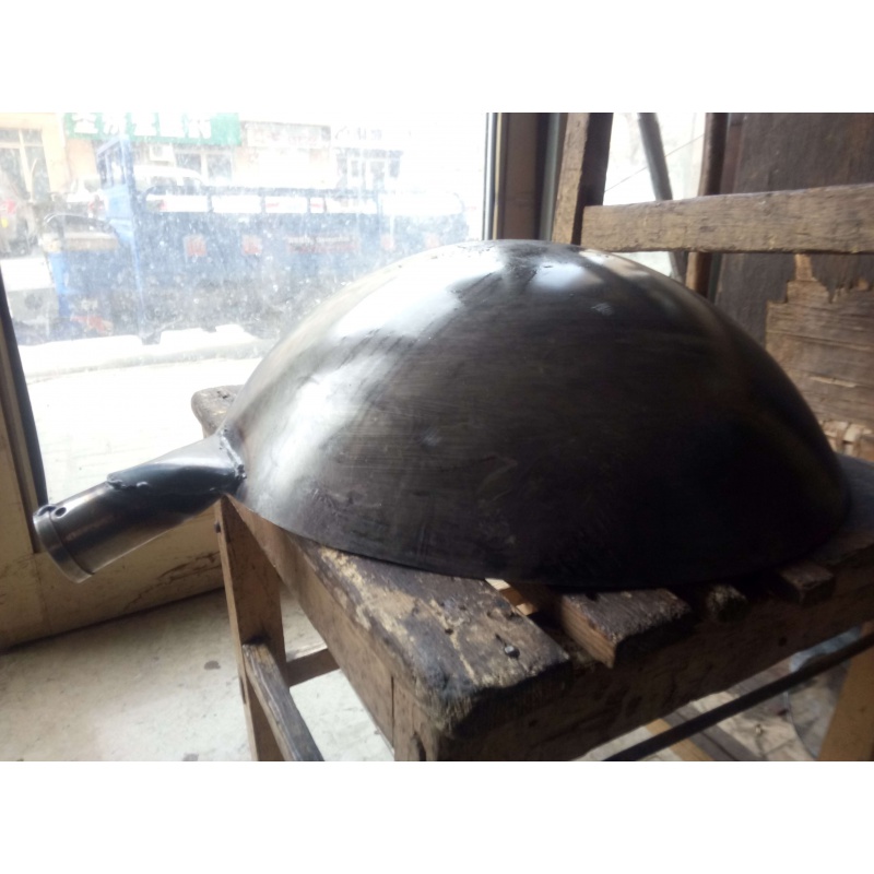 圆底东北饭店食堂厨师惯用铁炒勺手工32cm真不锈铸铁大勺厚4mm2kg平底