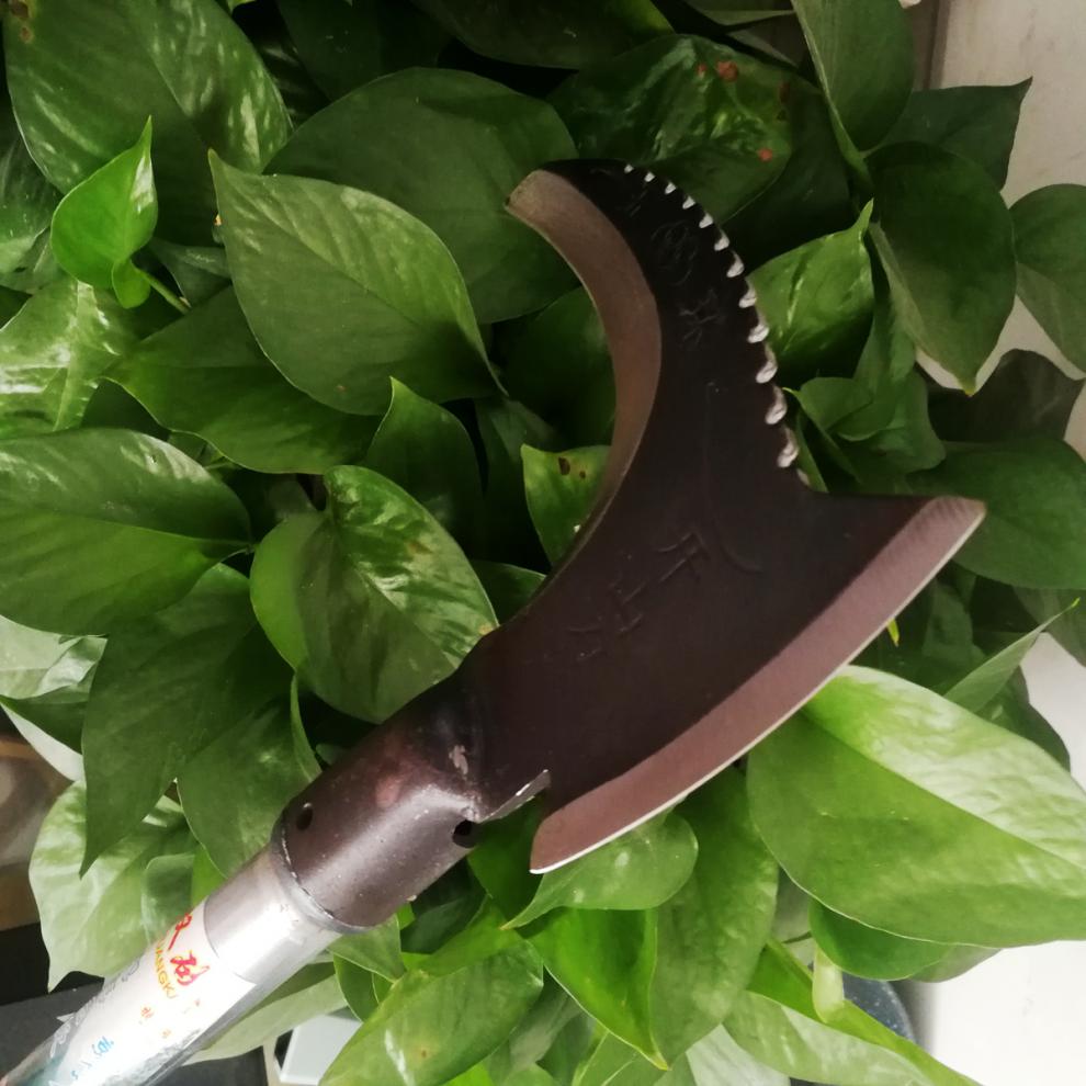 不锈钢柄铁柄双镰刀农用收割秸秆户外开山树枝柴刀锰钢多功能 小柴刀