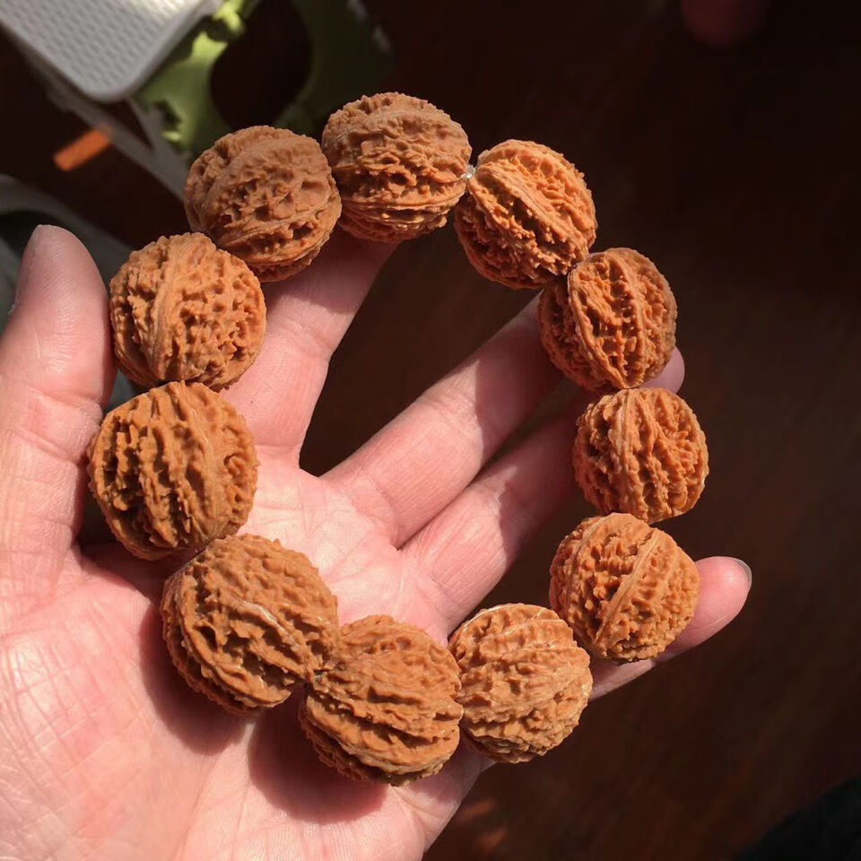 槿逸斯 野生核桃京八棱灯笼手串盘玩精挑头沟老树正圆粗筋文玩门手把