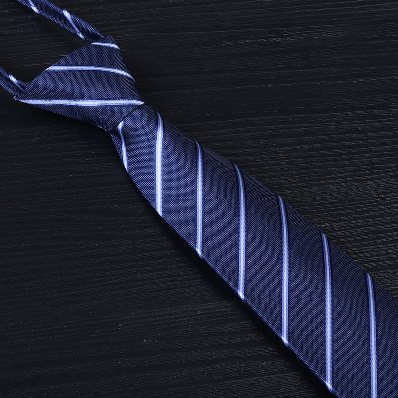 斐珺服饰配件新品免打结领带男士7条纹免打领带商务正装拉链领带新郎