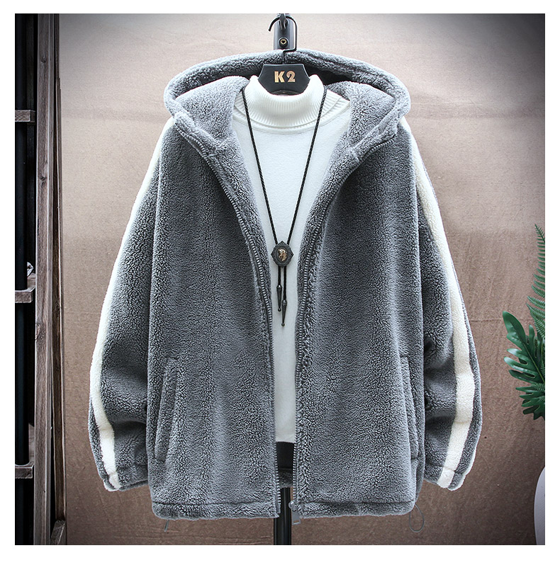 寞阳青少年羔羊绒外套学生颗粒绒外套男学生加棉加厚冬季孩羊羔绒衣